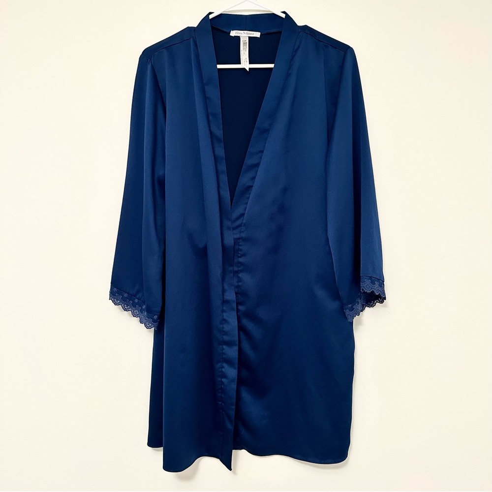 Flora Nikrooz Blue Satin Robe Intimates & Sleepwear XS/S Women's
